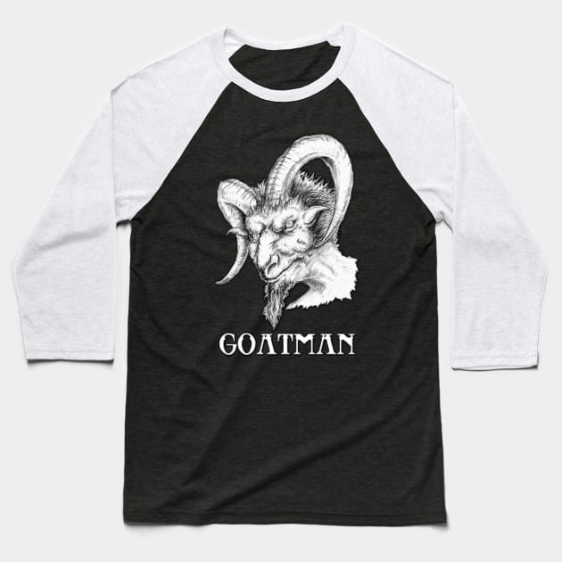 Goatman - cryptid, cryptozoology, monster, creature, goat man Baseball T-Shirt by AltrusianGrace